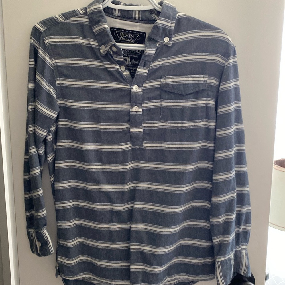 Boys, gray, and white stripes Shirt